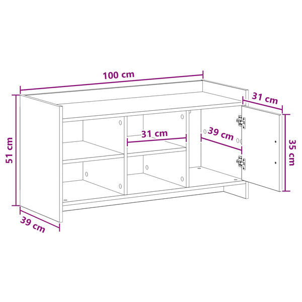 Kenkäkaappi 100 x 39 x 51 cm Tekninen puu Musta tammi