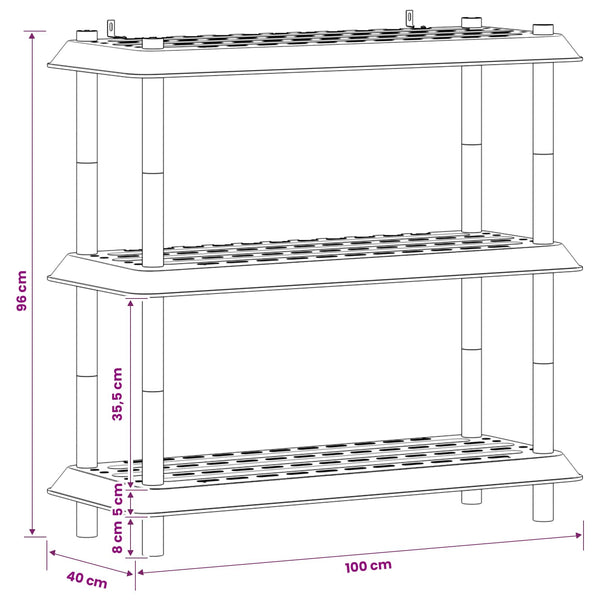 Hyllyyksikkö 3 tasoa 100 x 40 x 96 cm PP Antrasiitti