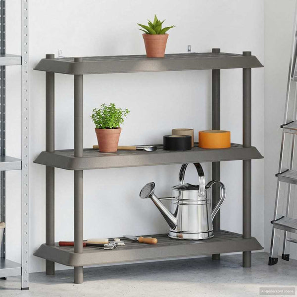Hyllyyksikkö 3 tasoa 100 x 40 x 96 cm PP Vaaleanharmaa