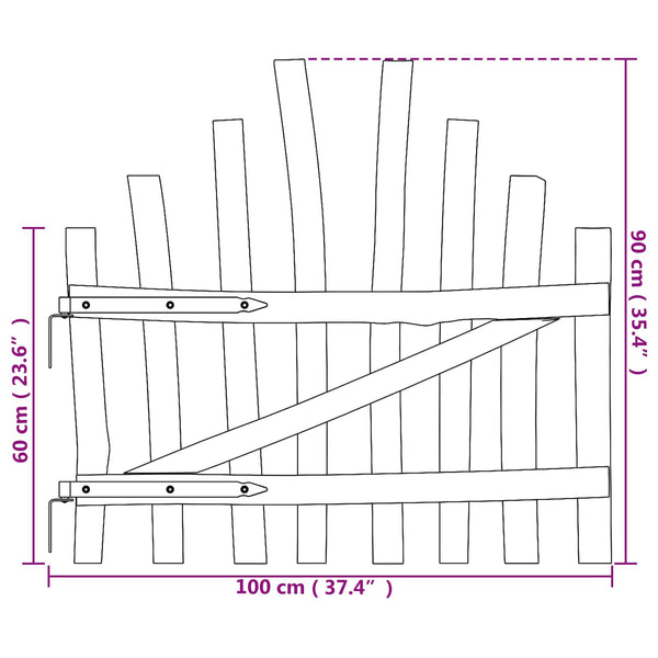 Kaareva aitaustavi 100 x 90 cm Impregnoitu Hasselpähkinäpuu