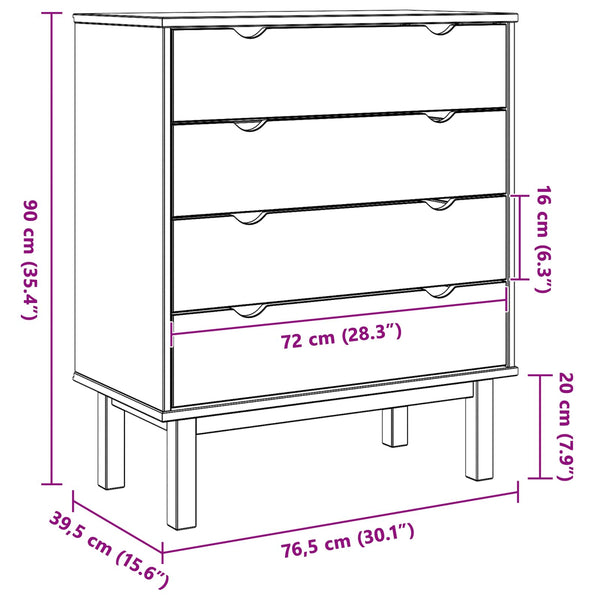 Laukkaava OTTA Musta 76,5 x 39,5 x 90 cm Täysi mänty