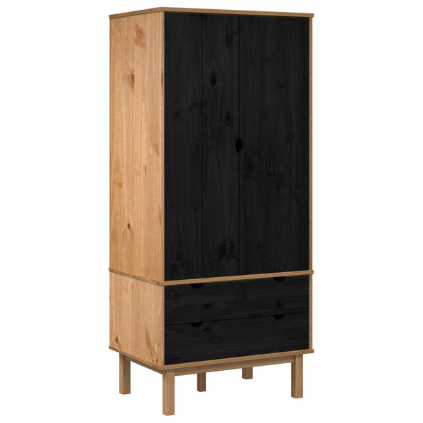 Vaatekaappi ovella OTTA Musta 76,5 x 53 x 172 cm Täysi mänty