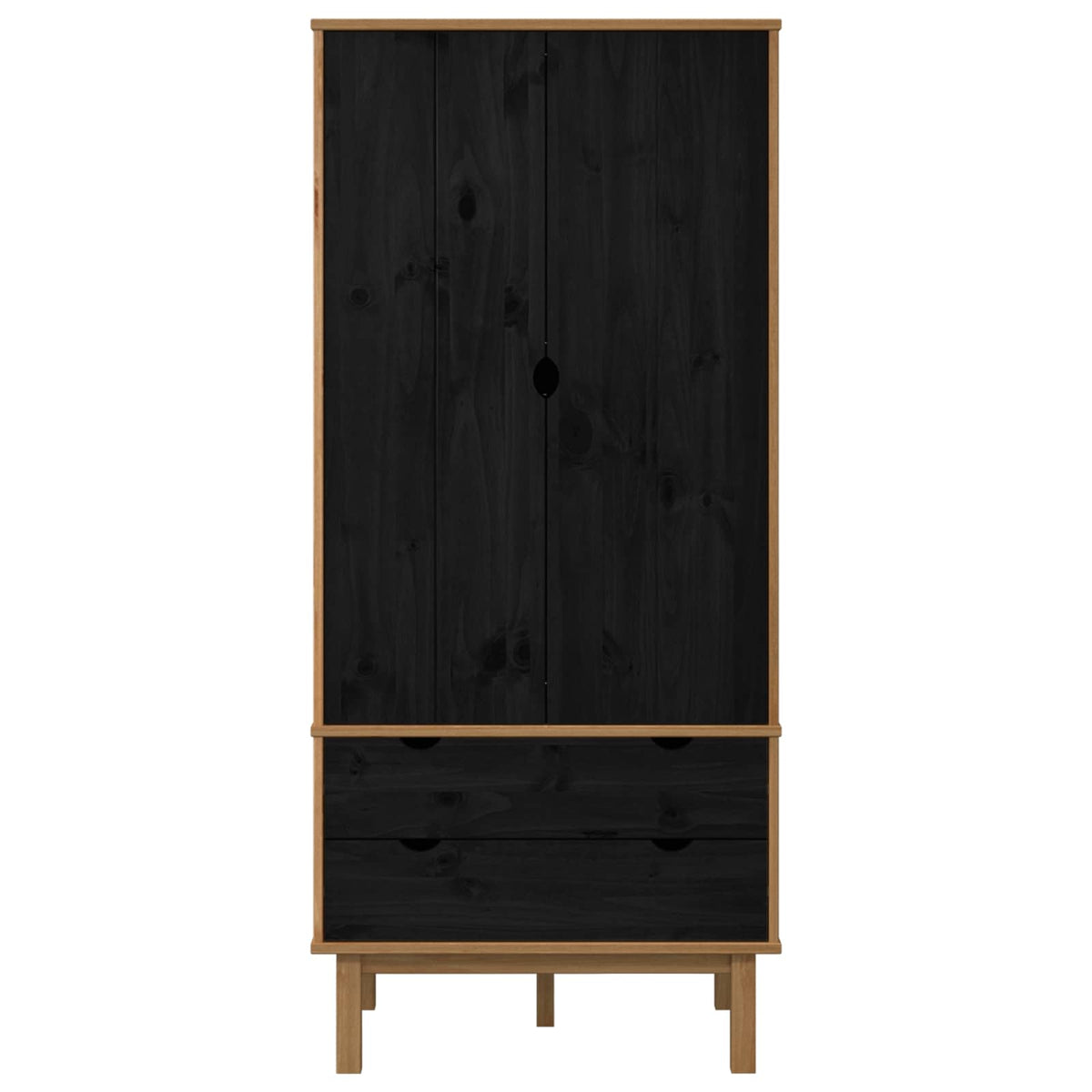 Vaatekaappi ovella OTTA Musta 76,5 x 53 x 172 cm Täysi mänty