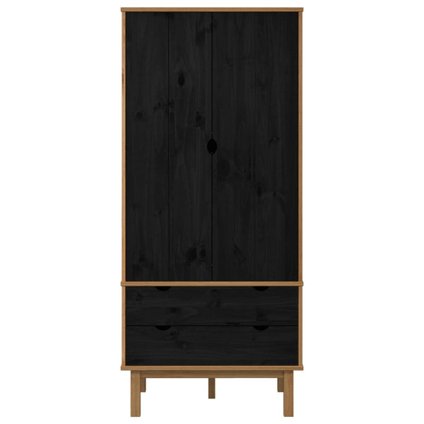 Vaatekaappi ovella OTTA Musta 76,5 x 53 x 172 cm Täysi mänty