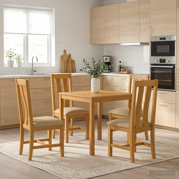 Ruokailuryhmä 5 kpl Beige Mäntypuu