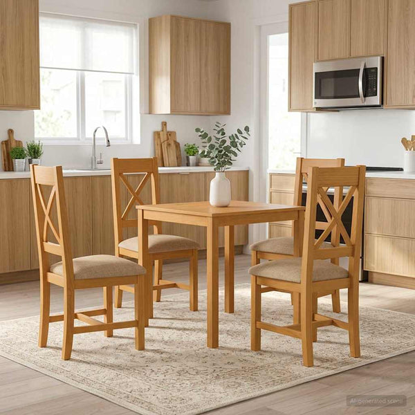 Ruokailuryhmä 5 kpl Beige Mäntypuu