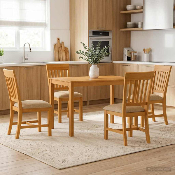 Ruokailuryhmä 5 kpl Beige Mäntypuu