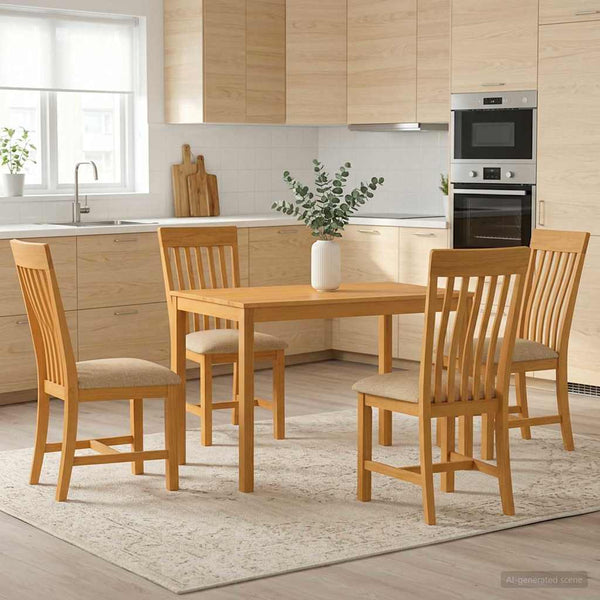 Ruokailuryhmä 5 kpl Beige Mäntypuu