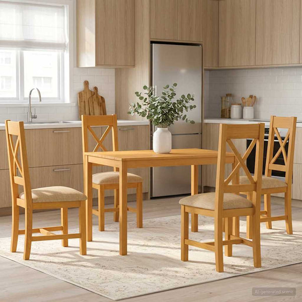 Ruokailuryhmä 5 kpl Beige Mäntypuu