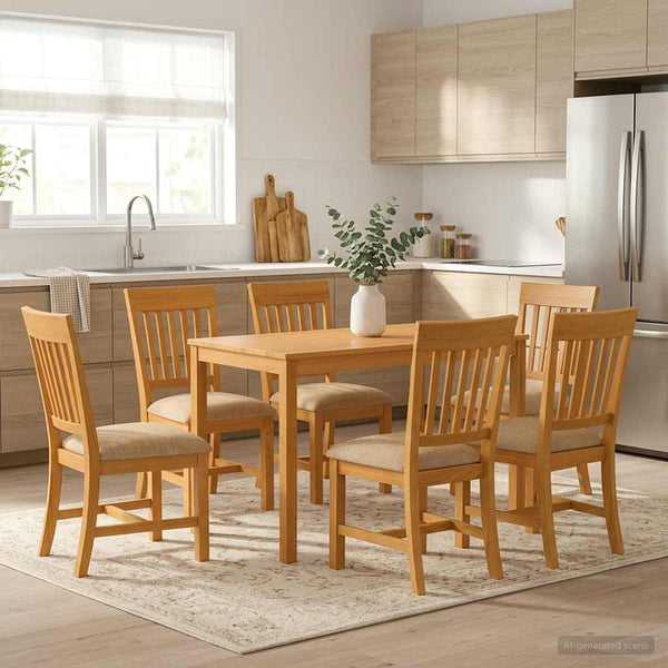 Ruokailuryhmä 7 kpl Beige Mäntypuu