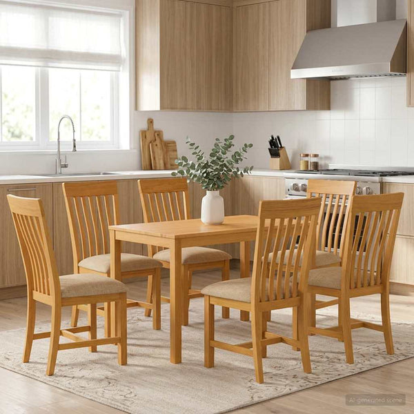 Ruokailuryhmä 7 kpl Beige Mäntypuu