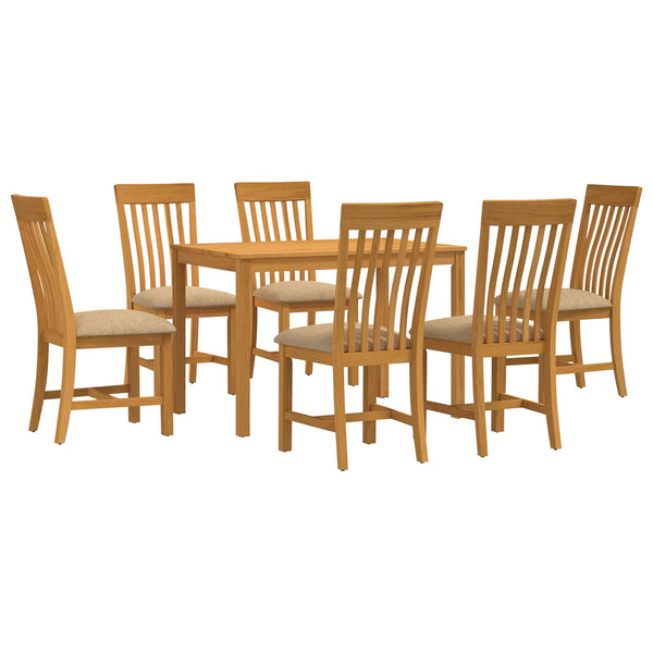 Ruokailuryhmä 7 kpl Beige Mäntypuu