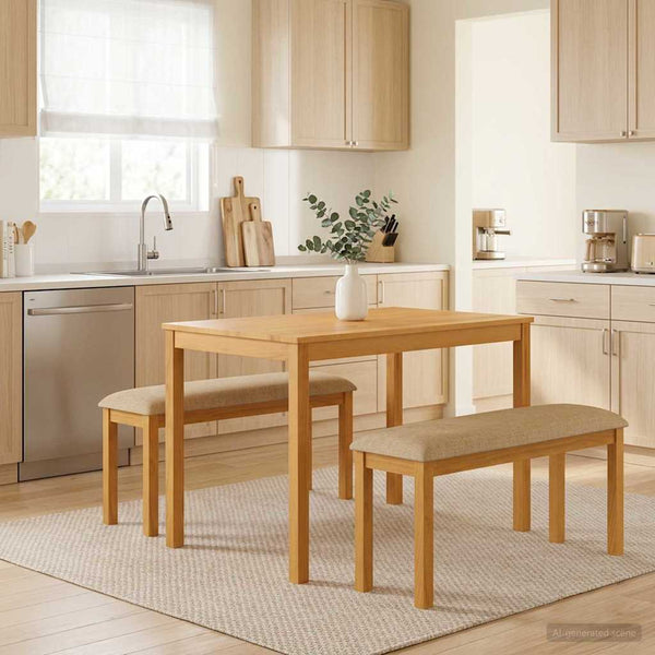 Ruokailuryhmä 3 kpl Beige Mäntypuu