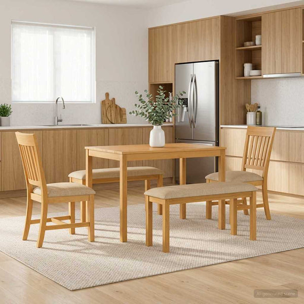 Ruokailuryhmä 5 kpl Beige Mäntypuu