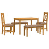 Ruokailuryhmä 5 kpl Harmaa Mäntypuu
