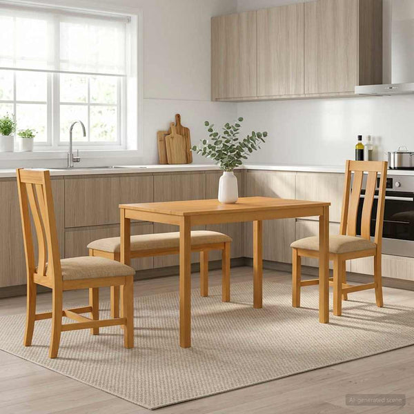 Ruokailuryhmä 4 kpl Beige Mäntypuu