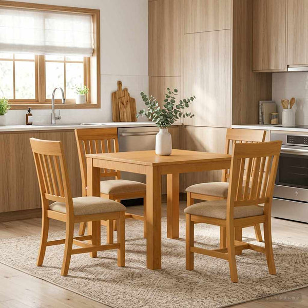 Ruokailuryhmä 5 kpl Beige Mäntypuu