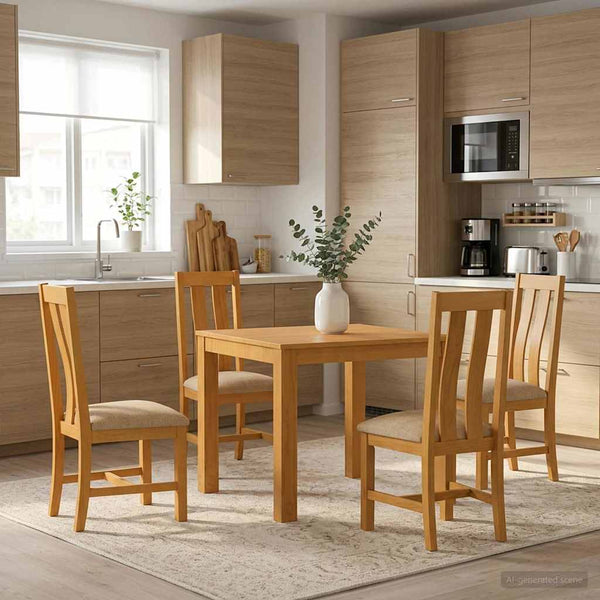 Ruokailuryhmä 5 kpl Beige Mäntypuu