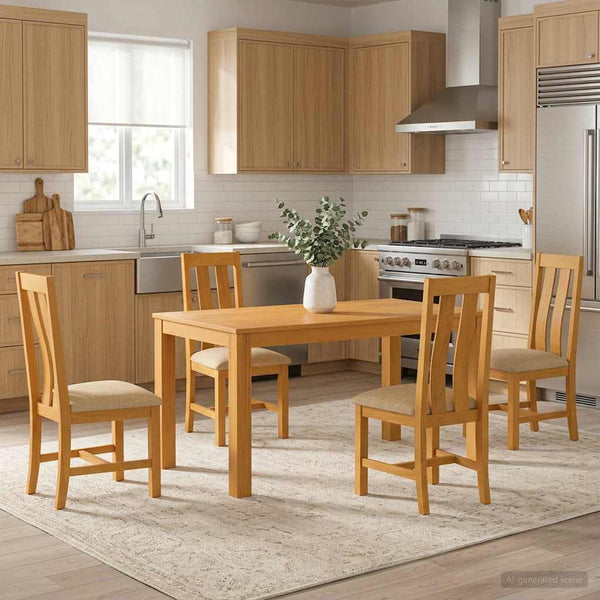 Ruokailuryhmä 5 kpl Beige Mäntypuu