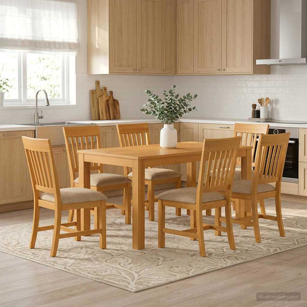 Ruokailuryhmä 7 kpl Beige Mäntypuu
