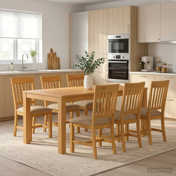 Ruokailuryhmä 7 kpl Beige Mäntypuu