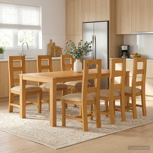 Ruokailuryhmä 7 kpl Beige Mäntypuu