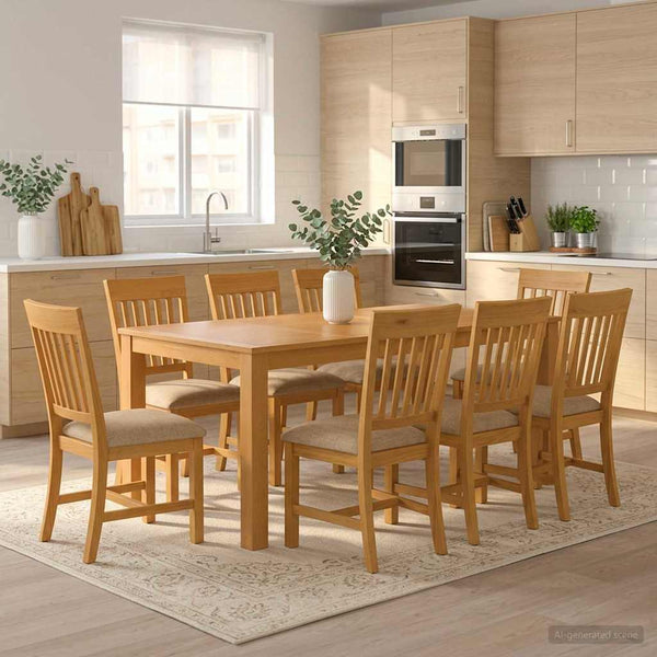 Ruokailuryhmä 9 kpl Beige Mäntypuu