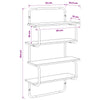 4-tasoinen seinähylly Savutammi 60 x 24,5 x 104 cm Tekninen puu