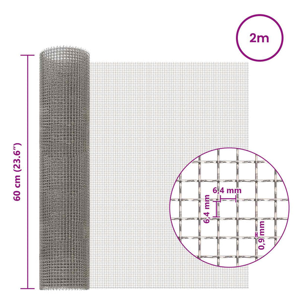 Verkkoruudun 60 x 200 cm 3 Mesh Ruostumaton teräs 201 Hopea