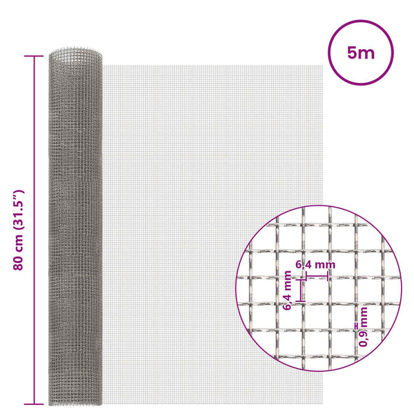 Verkkoruudun 80 x 500 cm 3 Mesh Ruostumaton teräs 201 Hopea