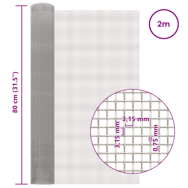 Verkkoruudun 80 x 200 cm 6 Mesh Ruostumaton teräs 201 Hopea