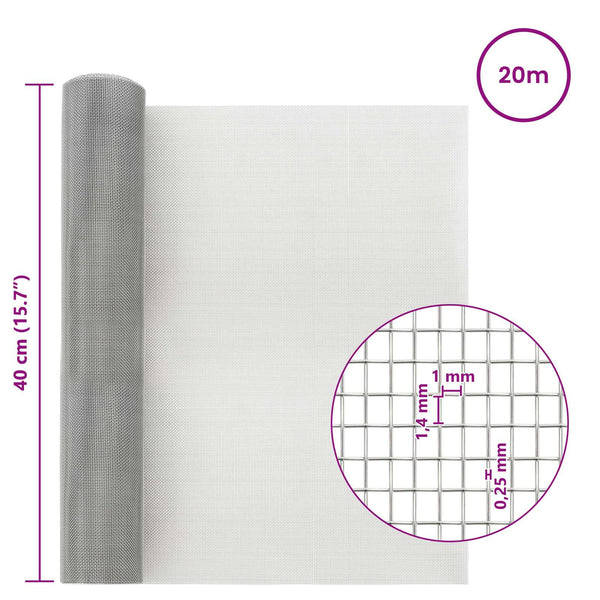Verkkoruudun 40 x 2000 cm 18 mesh Ruostumaton teräs 304 Hopea