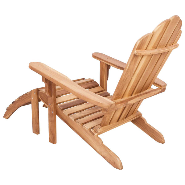 Puutarhan Adirondack-tuoli jalkatuella Luonnollinen Tiikkipuu