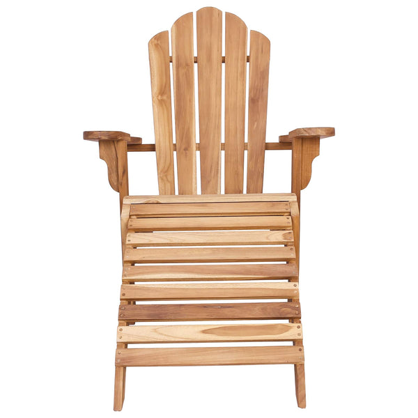 Puutarhan Adirondack-tuoli jalkatuella Luonnollinen Tiikkipuu