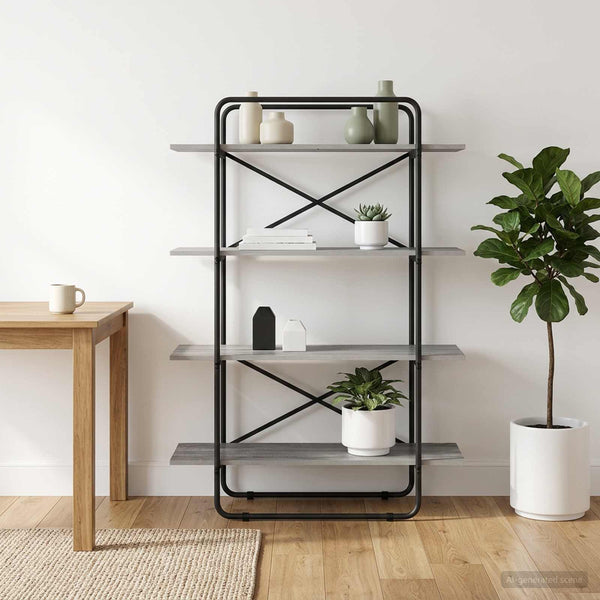 Kirjahylly 4 tasoa 100 x 35 x 140 cm PB Harmaa Sonoma