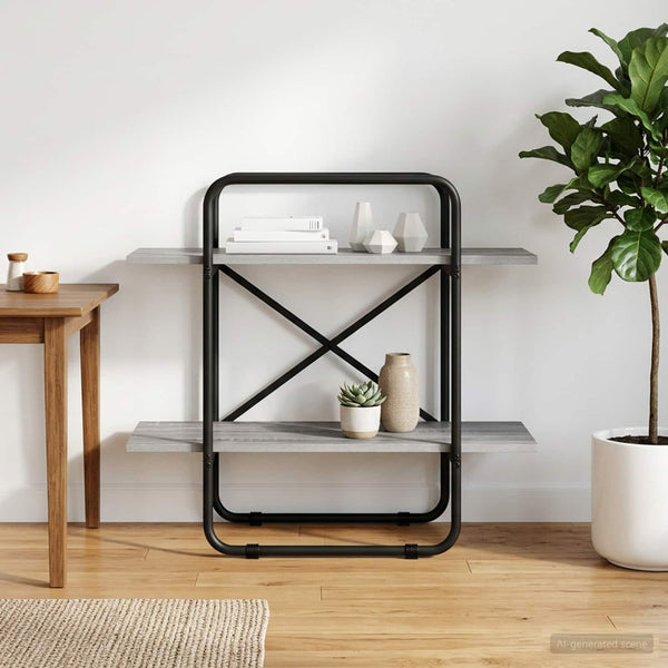 Kirjahylly 2 tasoa 60 x 35 x 70 cm PB Harmaa Sonoma