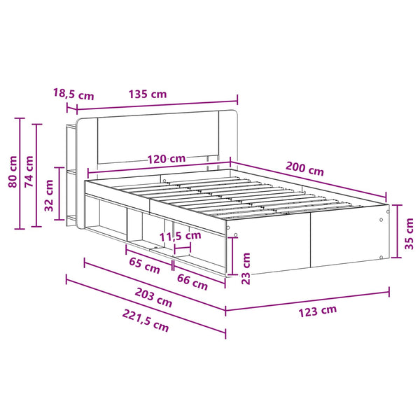 Sänkykehys varastolla Vanha puu 120 x 200 cm Tekninen puu