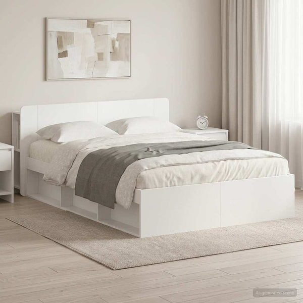 Sänkykehys varastolla valkoinen 5FT King Size Tekninen puu