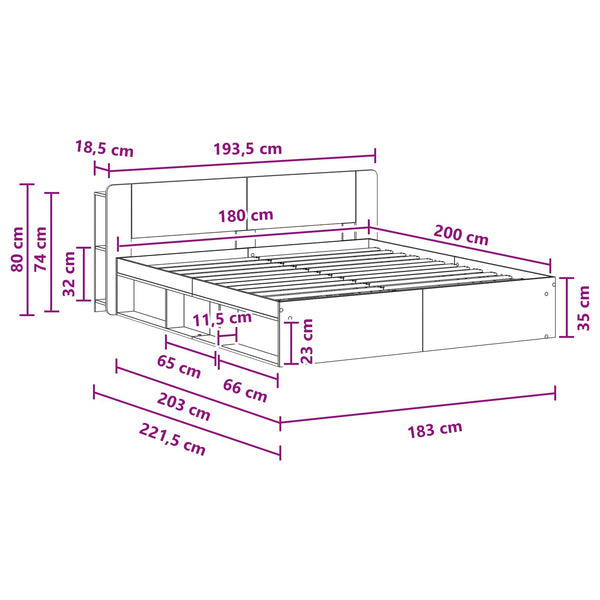 Sänkykehys varastolla Musta 6FT Super King Size Tekninen puu