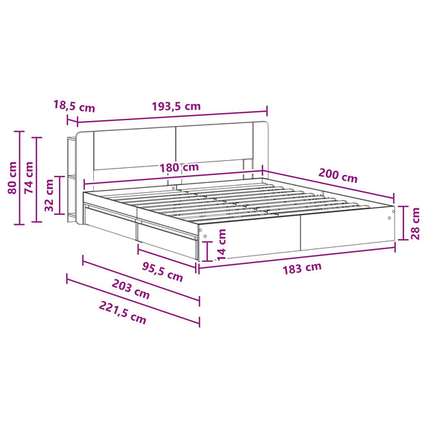 Sänkykehys varastolla Harmaa Sonoma 6FT Super King Size