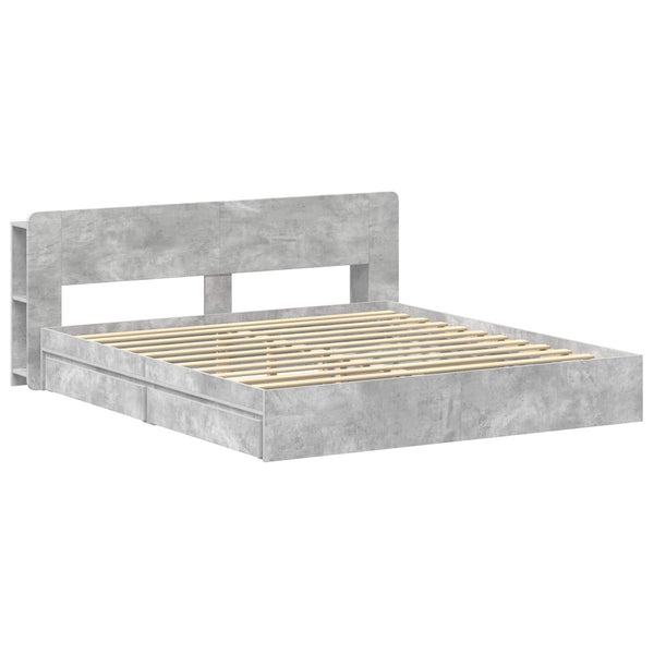 Sänkykehys varastolla Betoninharmaa 200 x 200 cm Tekninen puu