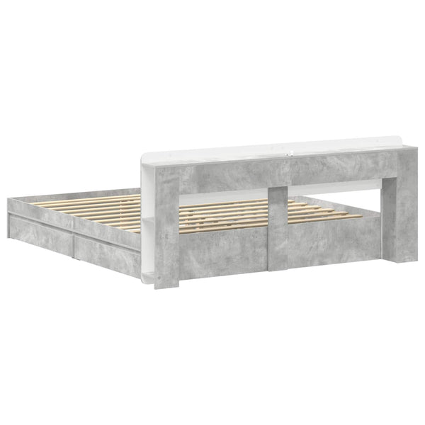 Sänkykehys varastolla Betoninharmaa 200 x 200 cm Tekninen puu