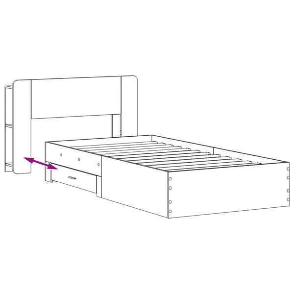 Sänkykehys varastolla päätyllä Betoninharmaa 2FT6 Small Single