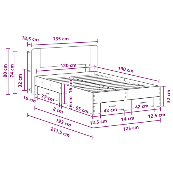 Sänkykehys varastolla päätyllä Harmaa Sonoma 4FT Small Double
