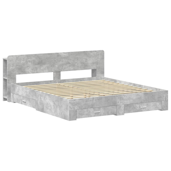 Sänkykehys varastolla Betoninharmaa 200 x 200 cm Tekninen puu