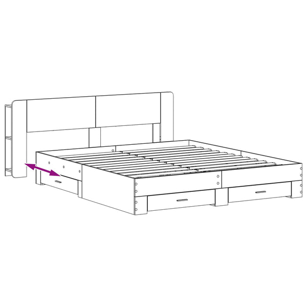 Sänkykehys varastolla Betoninharmaa 200 x 200 cm Tekninen puu