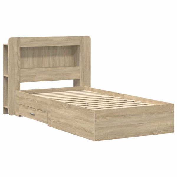 Sänkykehys varastolla päätyllä Sonoma-tammi 2FT6 Small Single