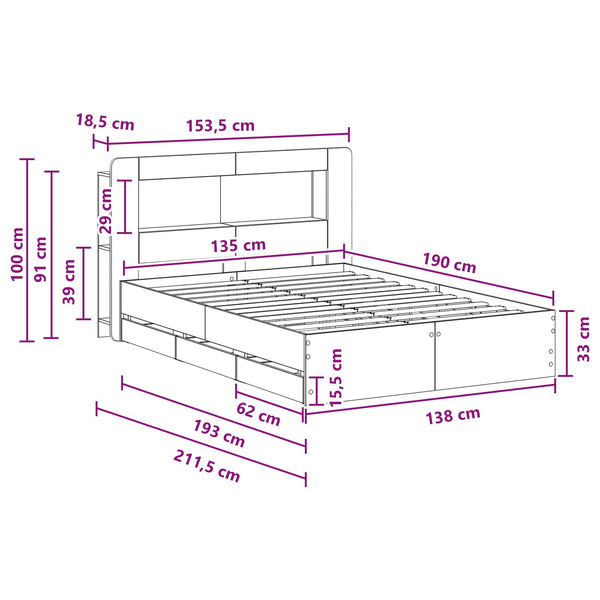 Sängynrunko säilytyksellä ja päänäytöllä Savutammi 4FT6 Double
