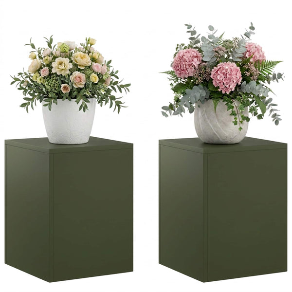 Kasviteline 2 pcs Oliivinvihreä 30 x 30 x 40 cm Teräs
