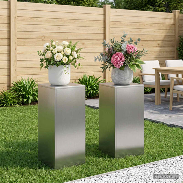Kasviteline 2 pcs Hopea 30 x 30 x 60 cm Ruostumaton teräs